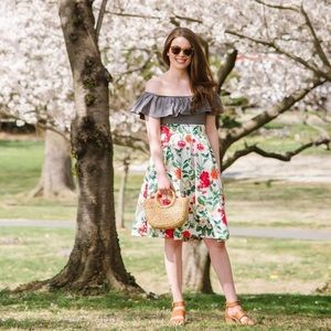 Eliza J floral midi A line skirt